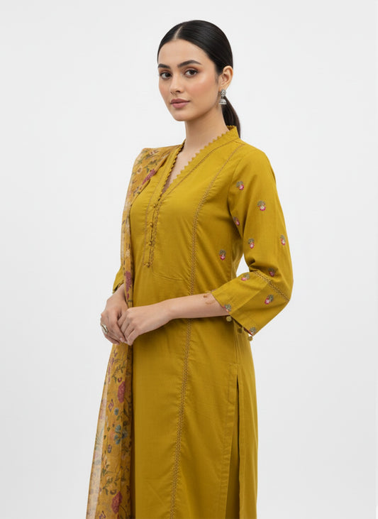AMBER GLOW – 3 PIECE MUSTARD EMBROIDERED JACQUARD COLLECTION 2026