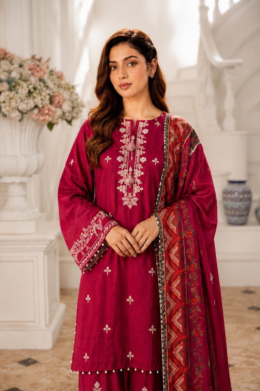 Hoorain Premium Embroidered Cotton Cambric 3 Pcs