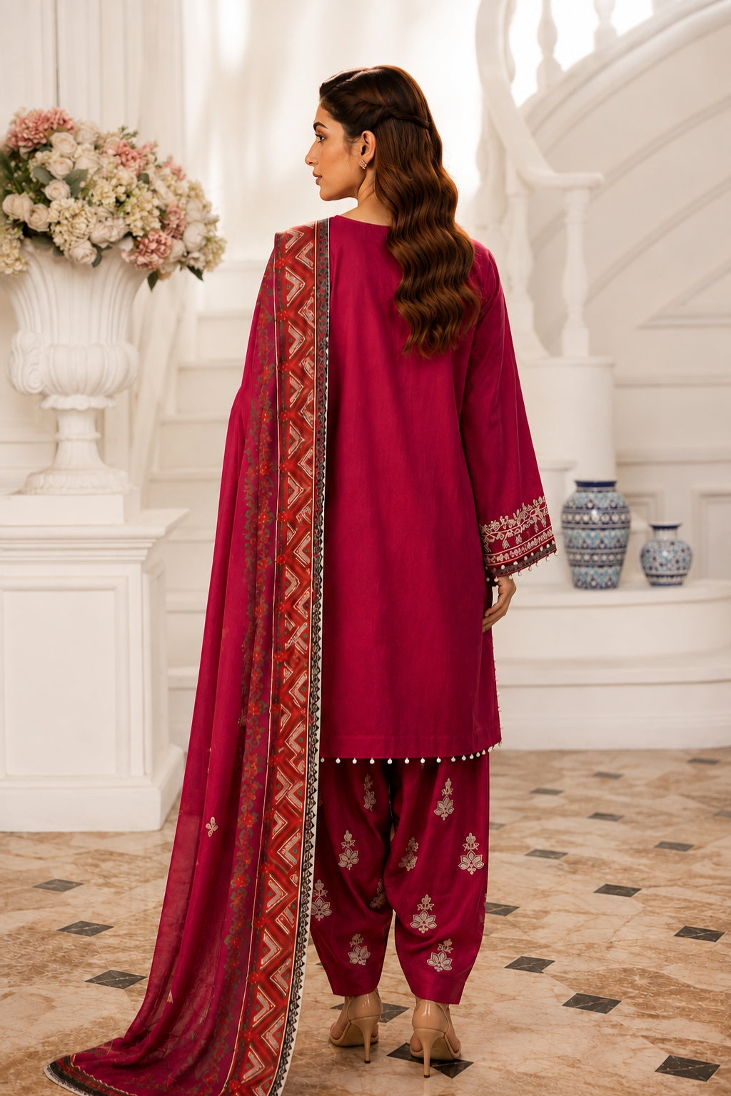 Hoorain Premium Embroidered Cotton Cambric 3 Pcs