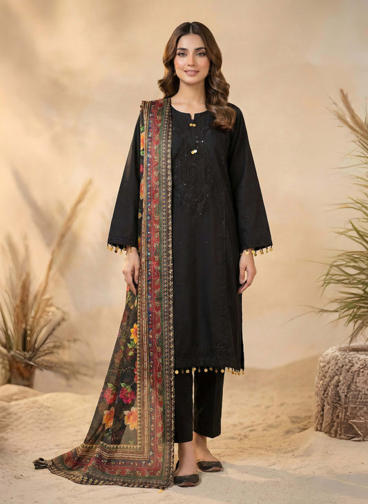 ZARQASH – 3 PIECE BLACK LUXURY EMBROIDERED LAWN 2026