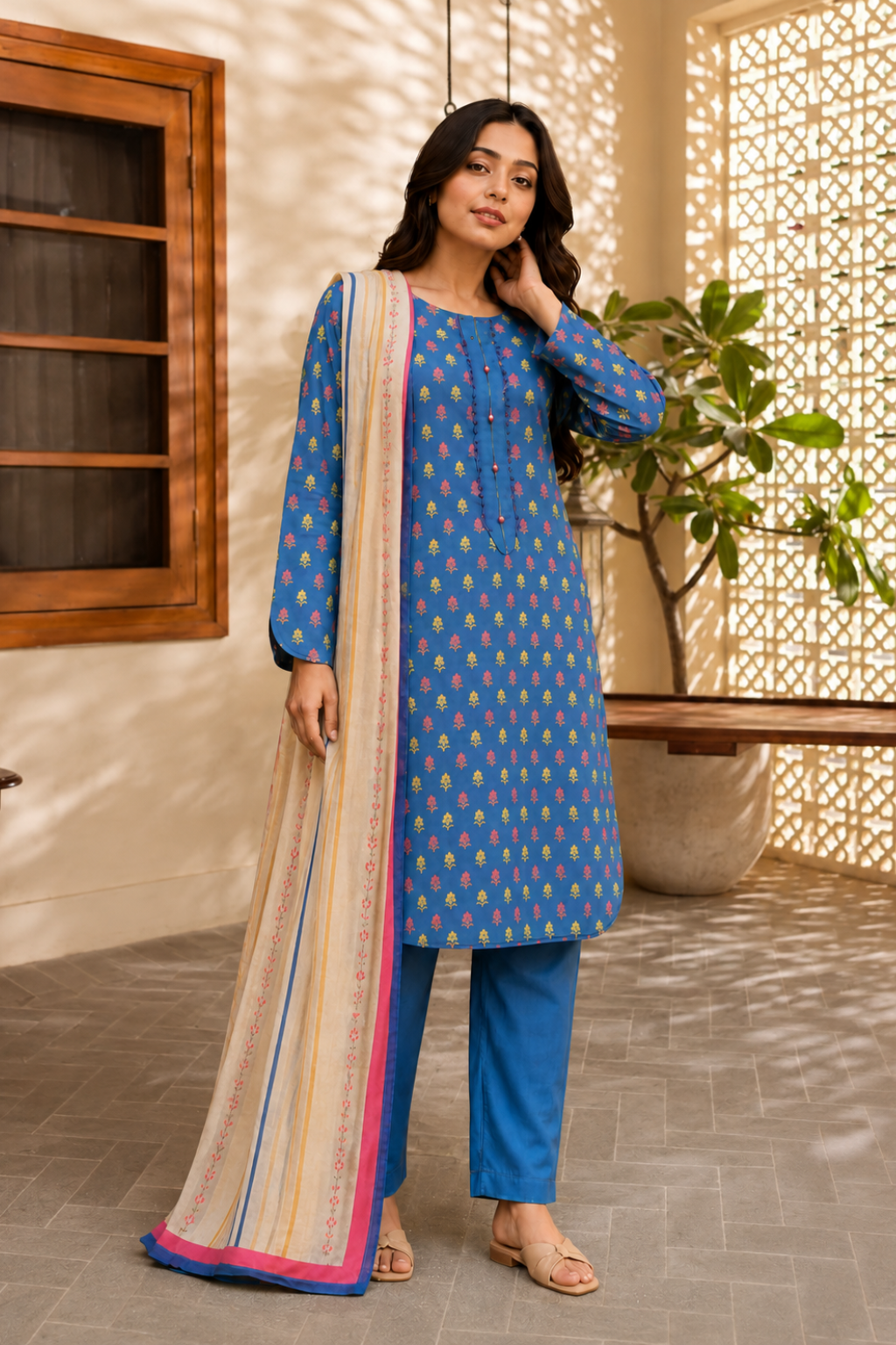 NAQSHKAAR PURE LAWN 3 PCS