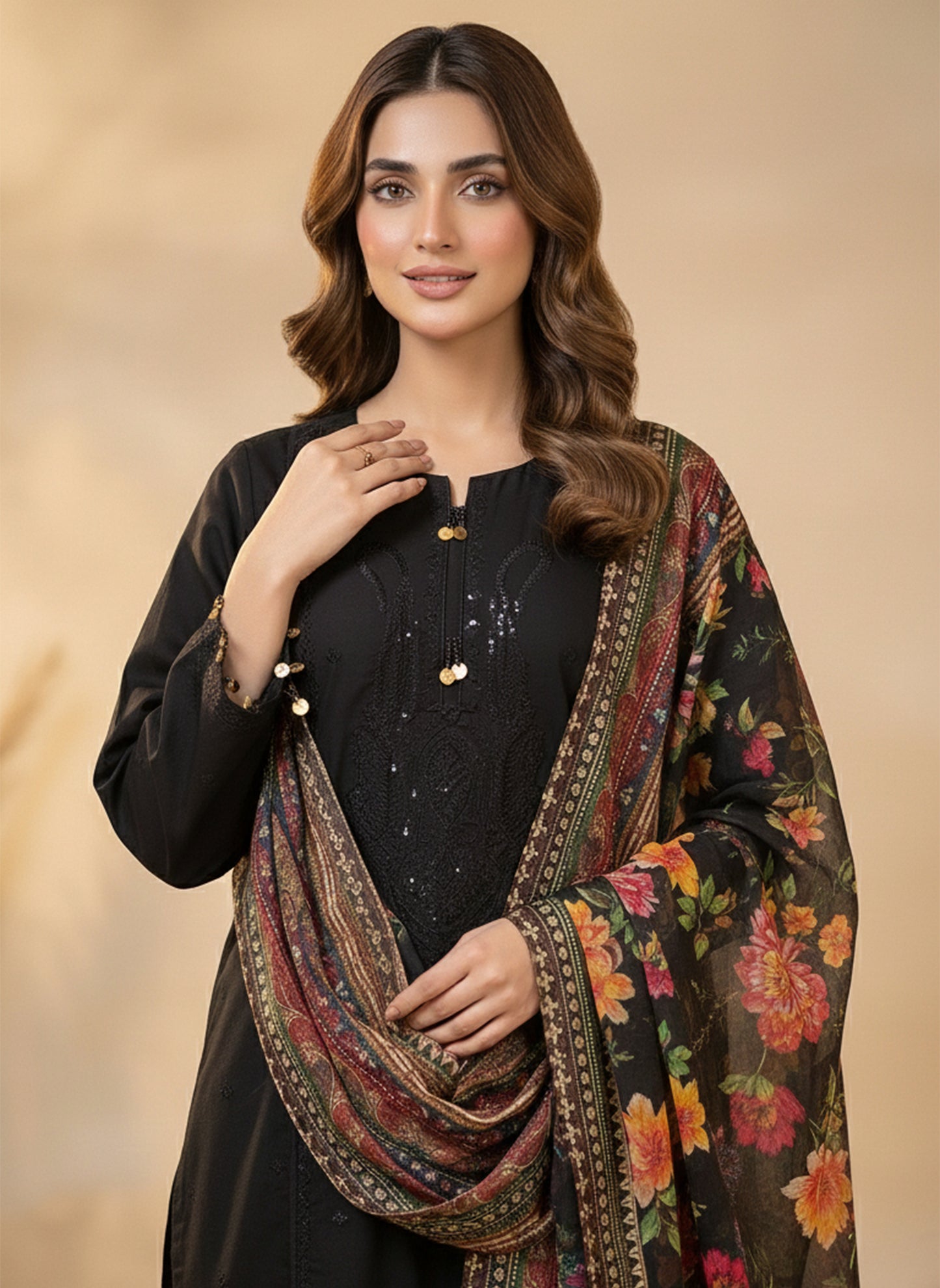 ZARQASH – 3 PIECE BLACK LUXURY EMBROIDERED LAWN 2026