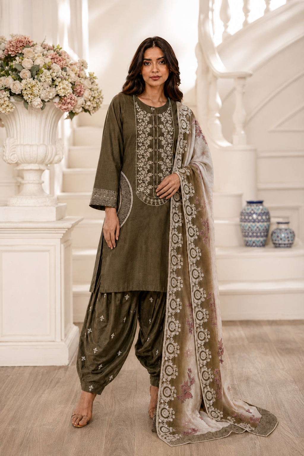 Malaika Premium Embroidered Cotton Cambric 3 Pcs