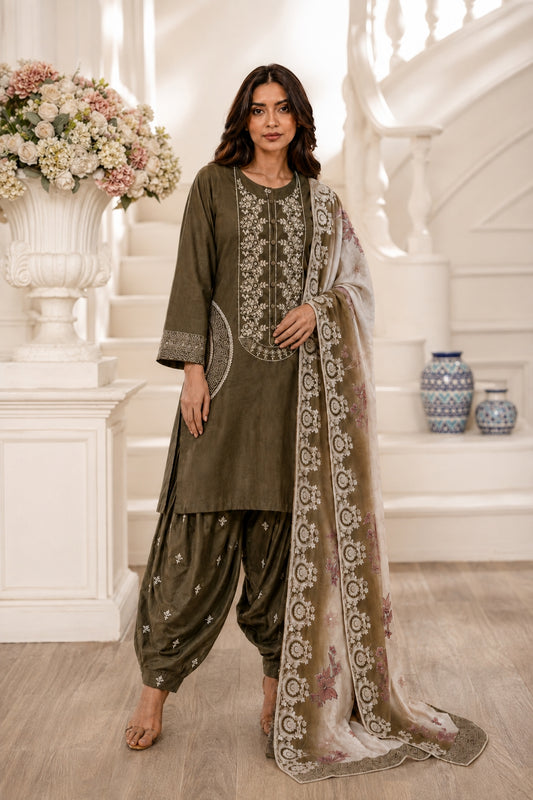 Malaika Premium Embroidered Cotton Cambric 3 Pcs
