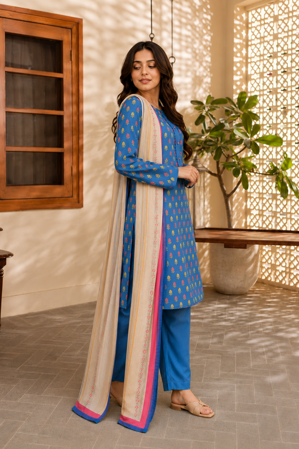NAQSHKAAR PURE LAWN 3 PCS