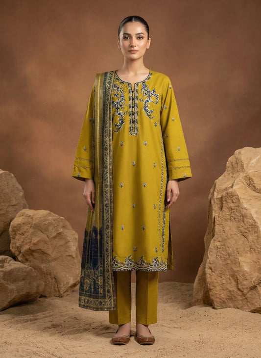 Mustard Elegance – 3 Piece Luxury Lawn 2026