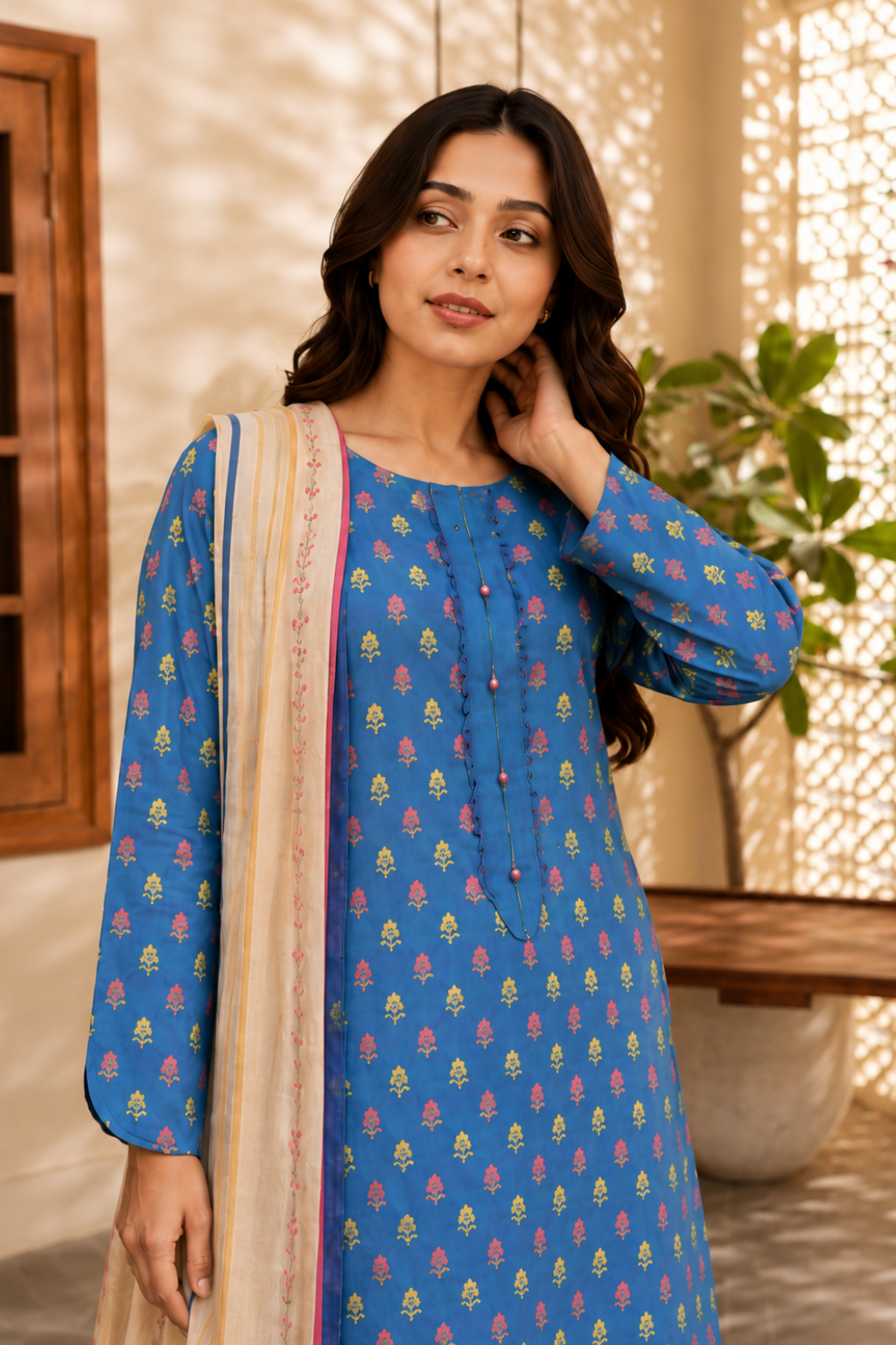 NAQSHKAAR PURE LAWN 3 PCS