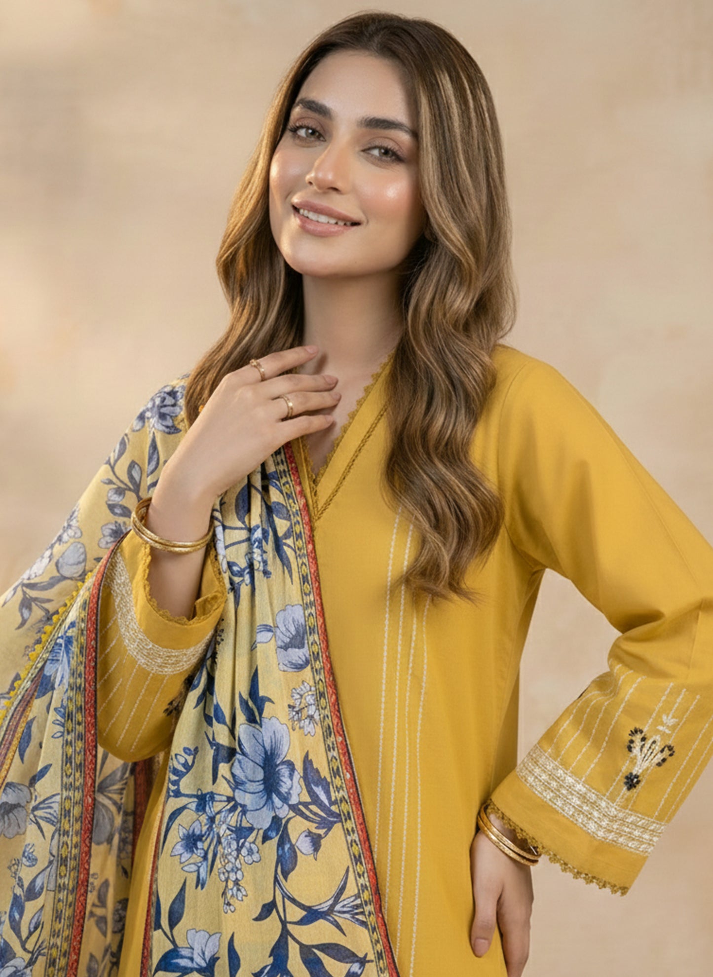 HAYA – 3 PIECE GOLDEN MUSTARD LUXURY PRET 2026
