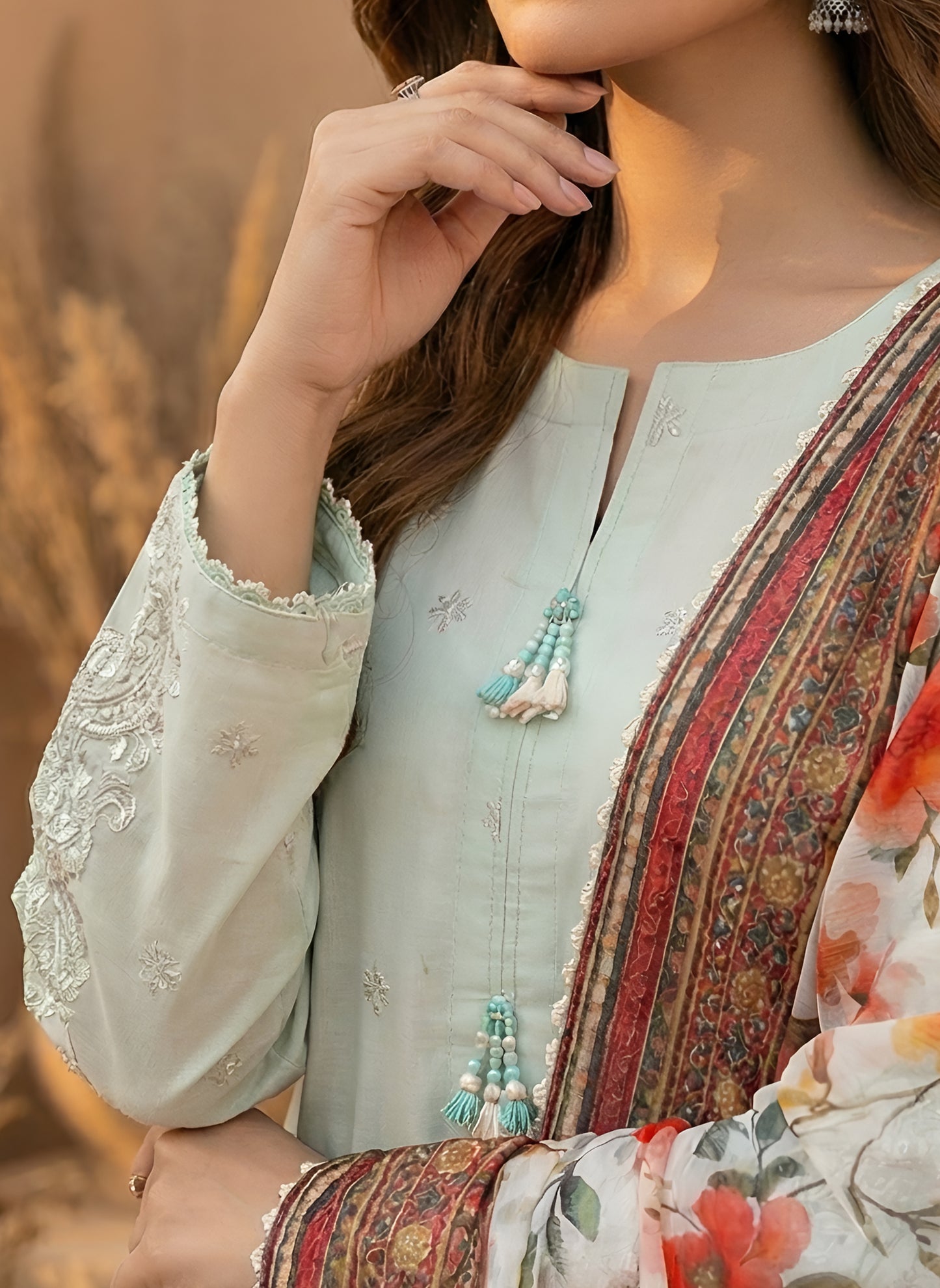 ZARMINE – 3 PIECE ICE BLUE LUXURY EMBROIDERED LAWN 2026