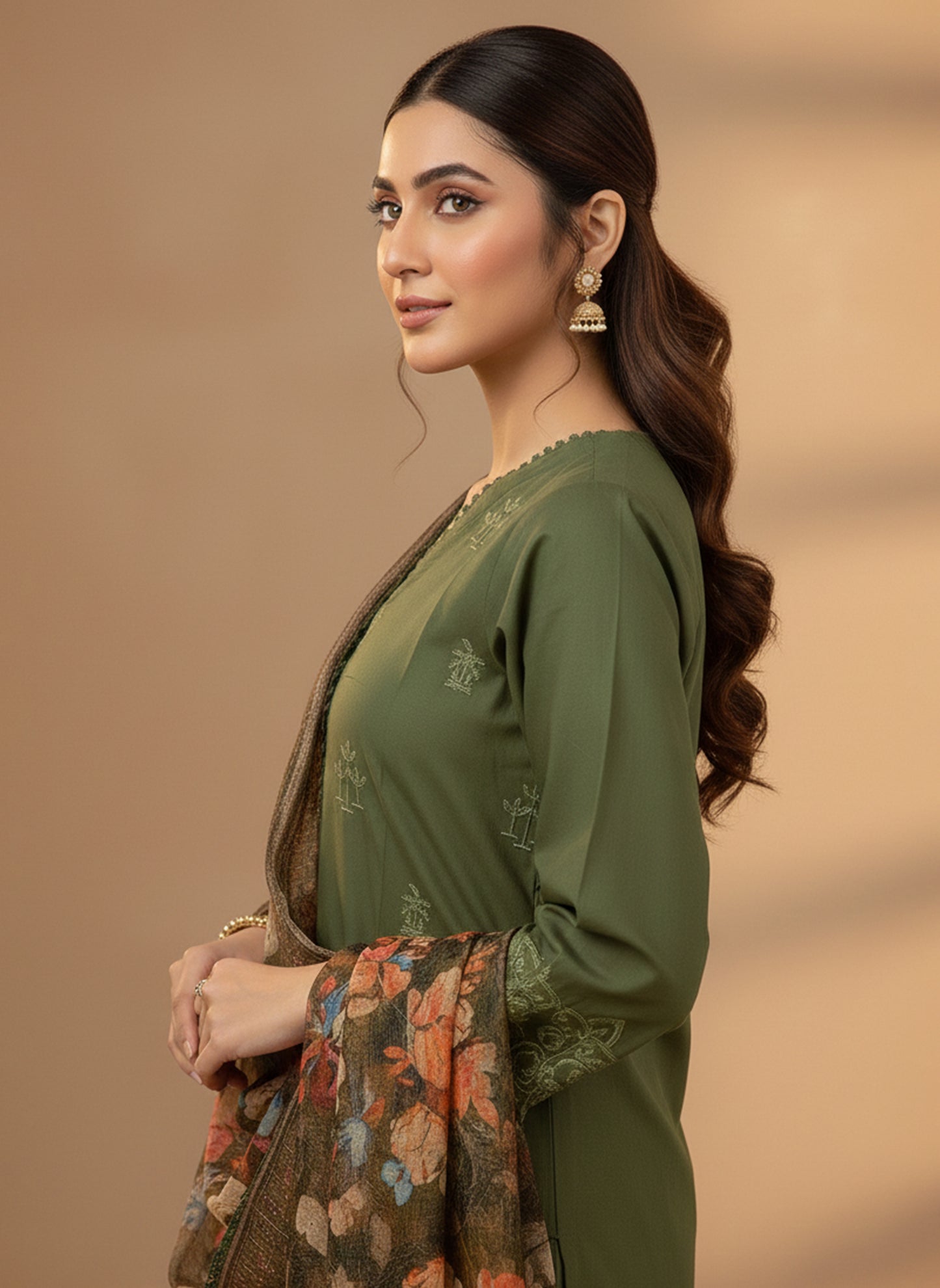 JAHANARA – 3 PIECE MEHNDI GREEN SIGNATURE LUXURY LAWN 2026