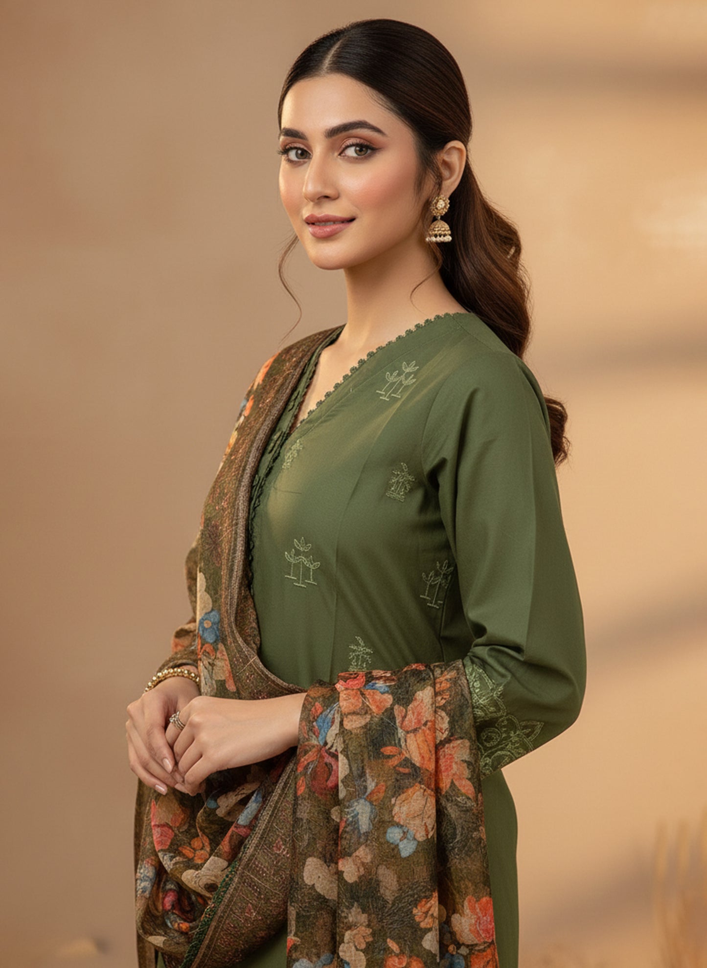 JAHANARA – 3 PIECE MEHNDI GREEN SIGNATURE LUXURY LAWN 2026