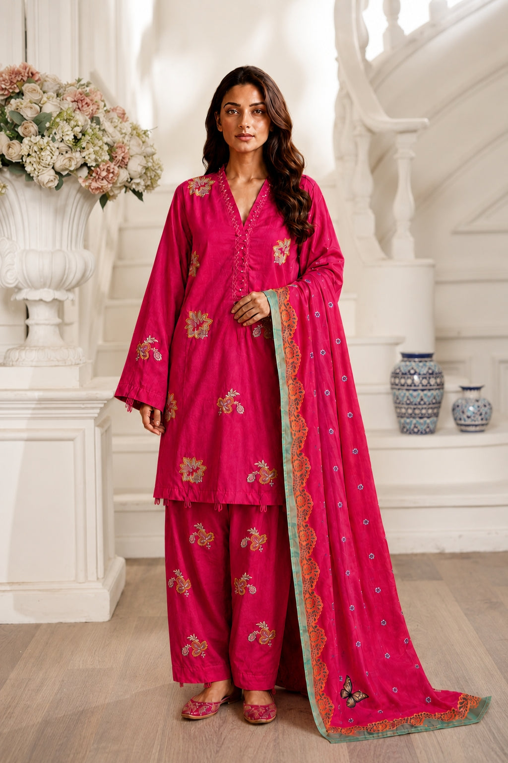 Shizza Premium Embroidered Cotton Cambric 3 Pcs