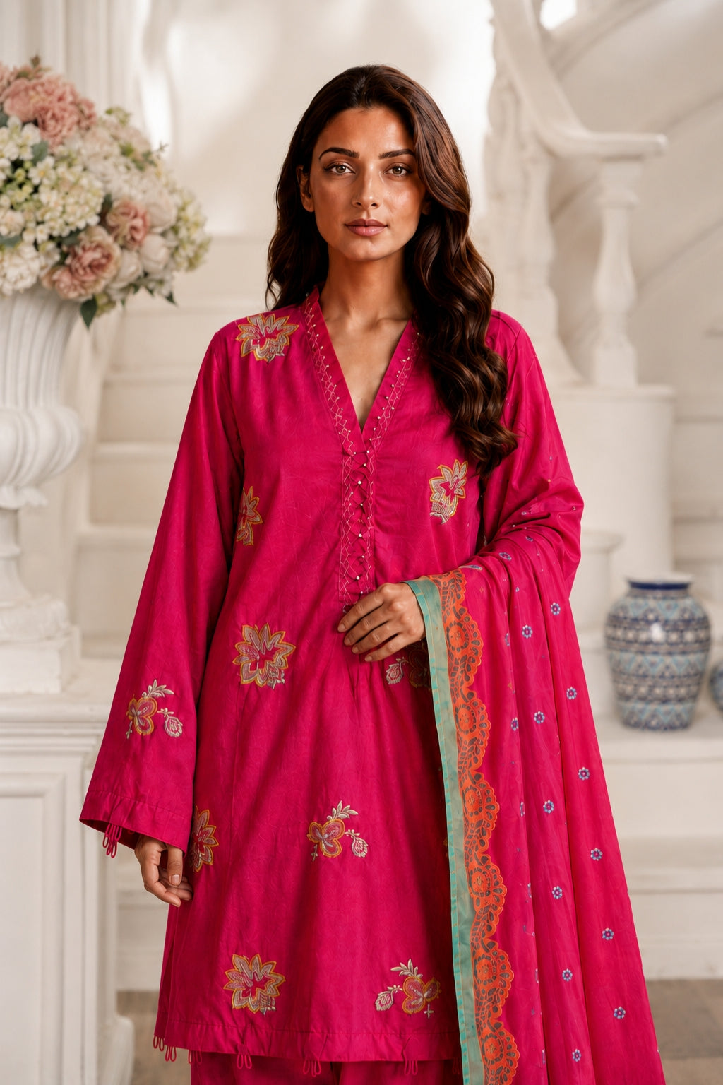 Shizza Premium Embroidered Cotton Cambric 3 Pcs