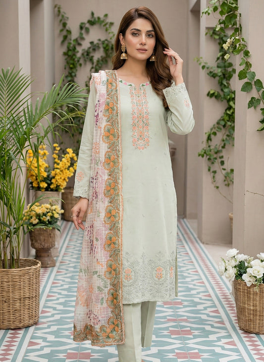 SAFA – 3 PIECE CHIKAN KARI CAMBRIC LAWN SUIT 2026