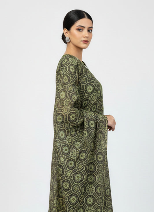 EMERALD WHISPERS – 3 PIECE MEHNDI GREEN JACQUARD COLLECTION 2026